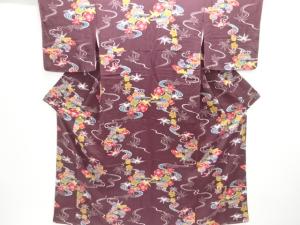 大正ロマン　流水に陶器・草花模様着物